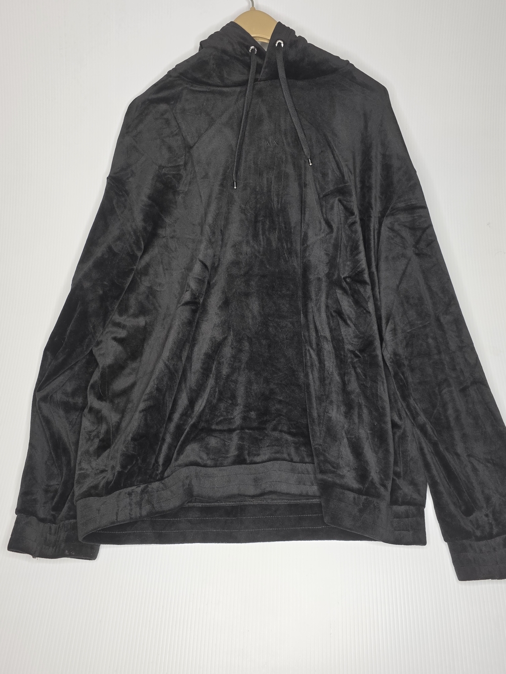 Armani Exchange Black Velour Pullover Hoodie Sweatshirt XL Streetwear